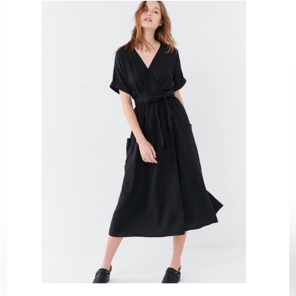 Urban Outfitters black cotton wrap dress small